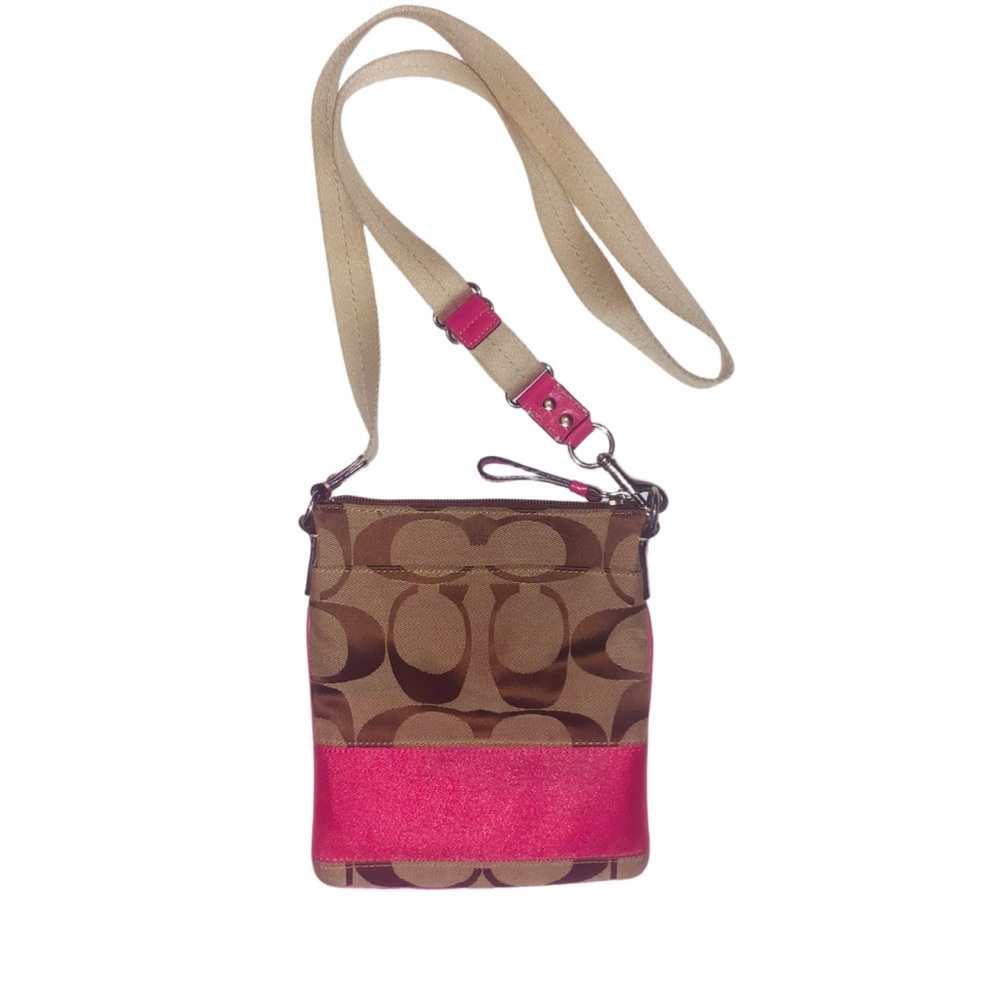 COACH-Brown and Pink Crossbody Bag